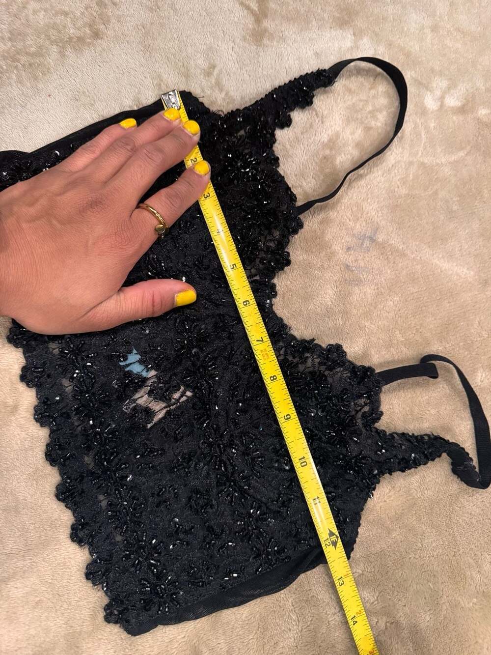 Marciano Black Beaded Lace Corset Bustier Top Strapless Y2K Glam Evening 32A - Picture 7 of 8
